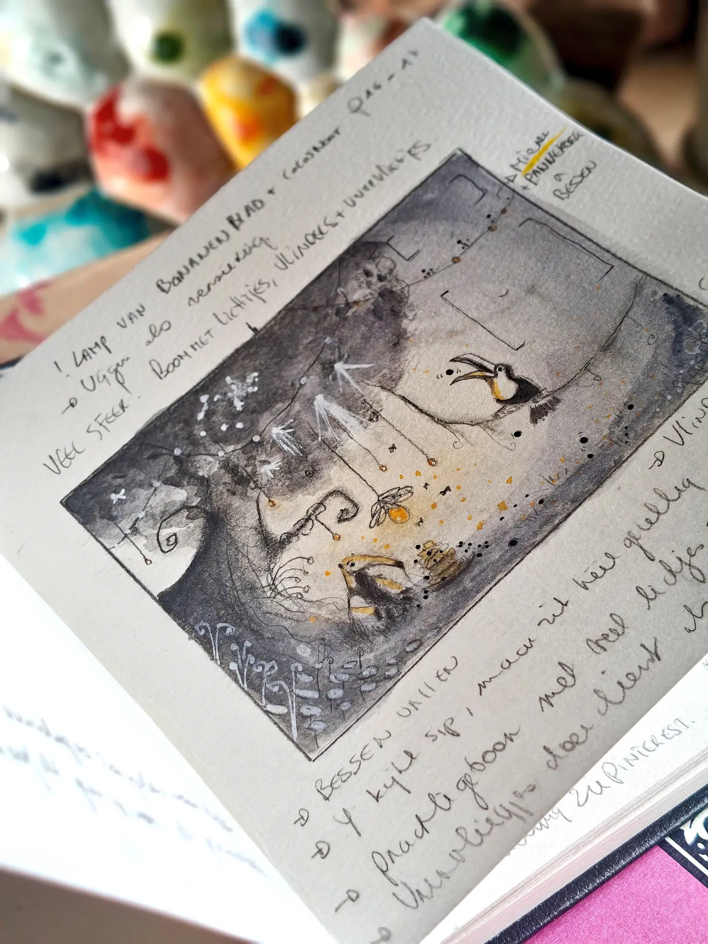 Storyboardstudies in Dana’s schetsboek