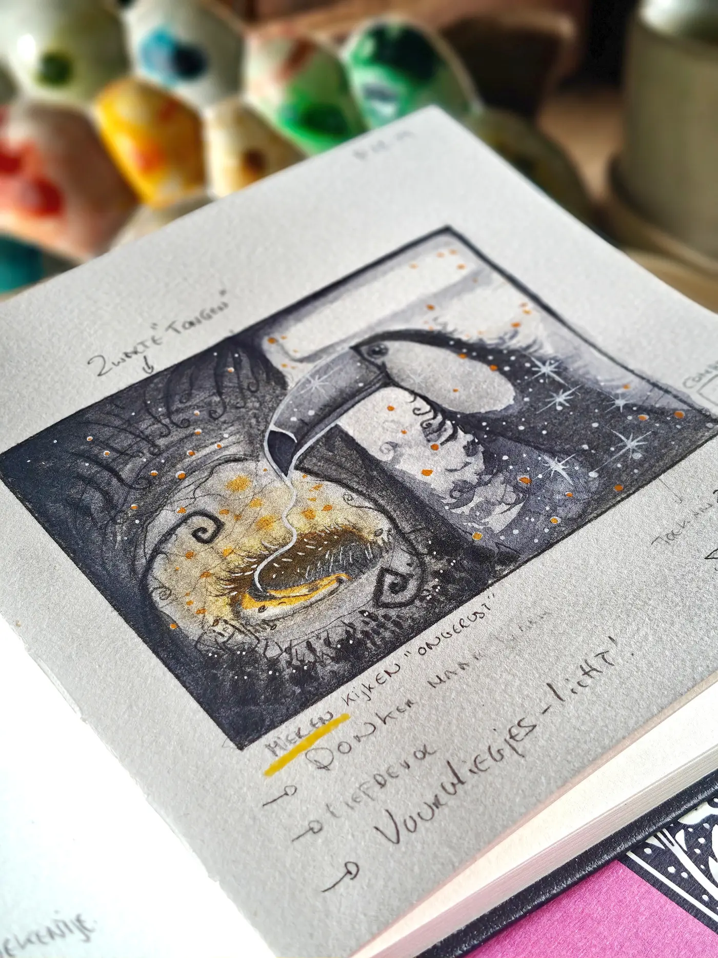 Een uitgewerkte scène als onderdeel van het illustratieproces